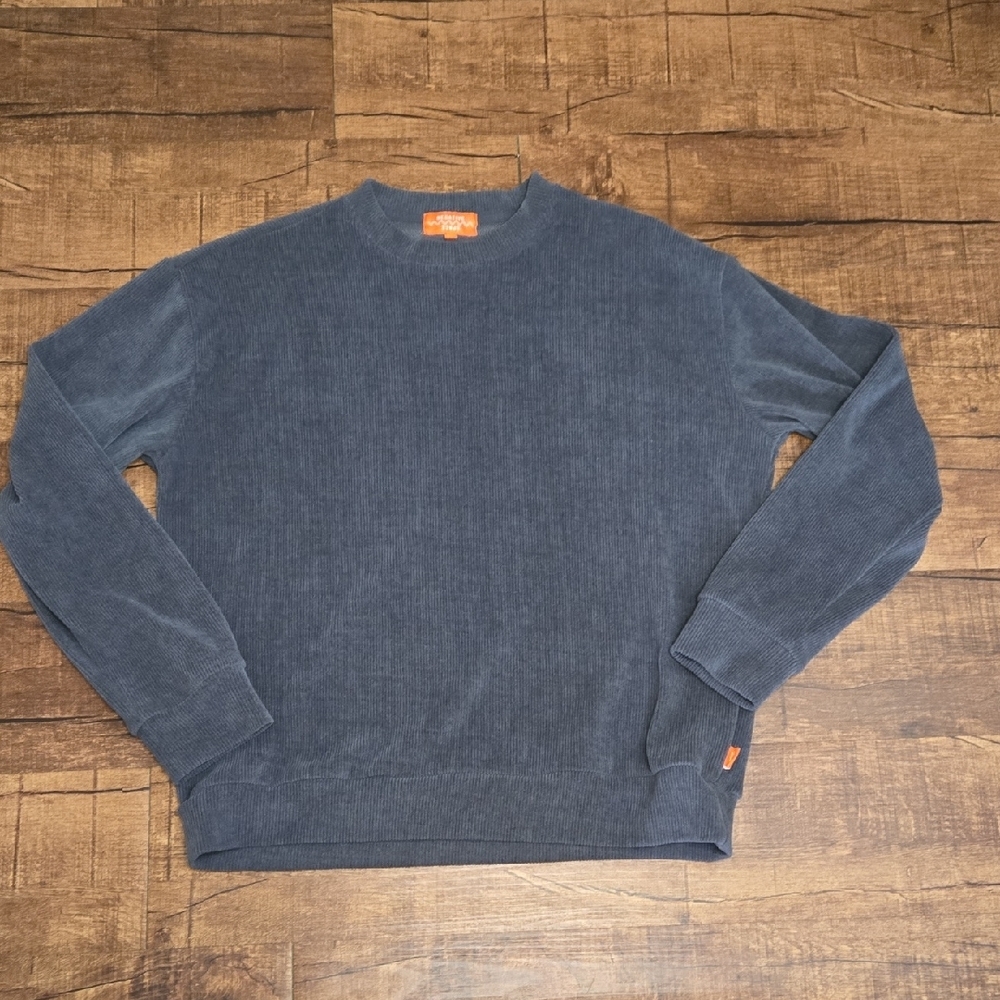 Negative Space Mens Gray Ribbed Crewneck Sweater Minimal Modern Classic Large